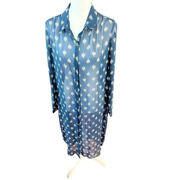 BONGO sheer patterened shirt dress size xl - Picture 3 of 10